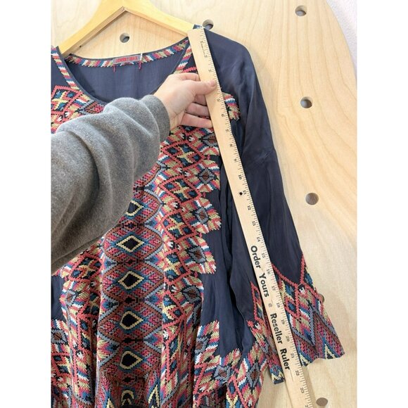 Johnny Was Moni Cupro Blouse Multi Color With Intricate Embroidery Boho Size Med - Picture 11 of 14
